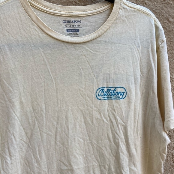 Men's Billabong T-Shirt Yellow Logo M Cotton Surf Stretch Beach Palm Double Side - Picture 6 of 11
